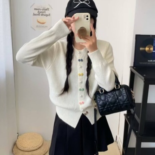 女宽松气质毛衣外套2025秋冬新款 甜美别致针织开衫 设计感韩系上衣