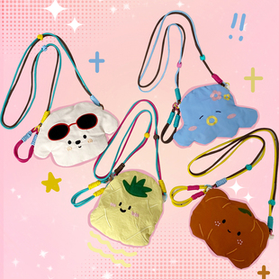 可爱卡通少女心手机包春季 轻便尼龙刺绣迷你多巴胺撞色斜挎包 新款