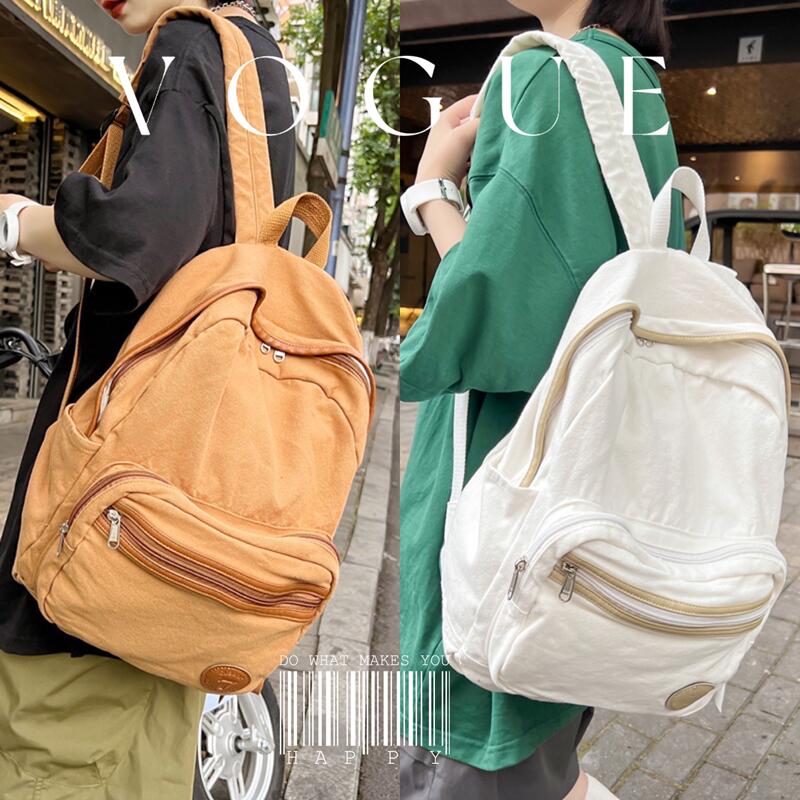 自制休闲书包水洗帆布背包双肩包