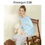 Хлопковая демисезонная дизайнерская пижама, 2019, круглый воротник, свободный крой