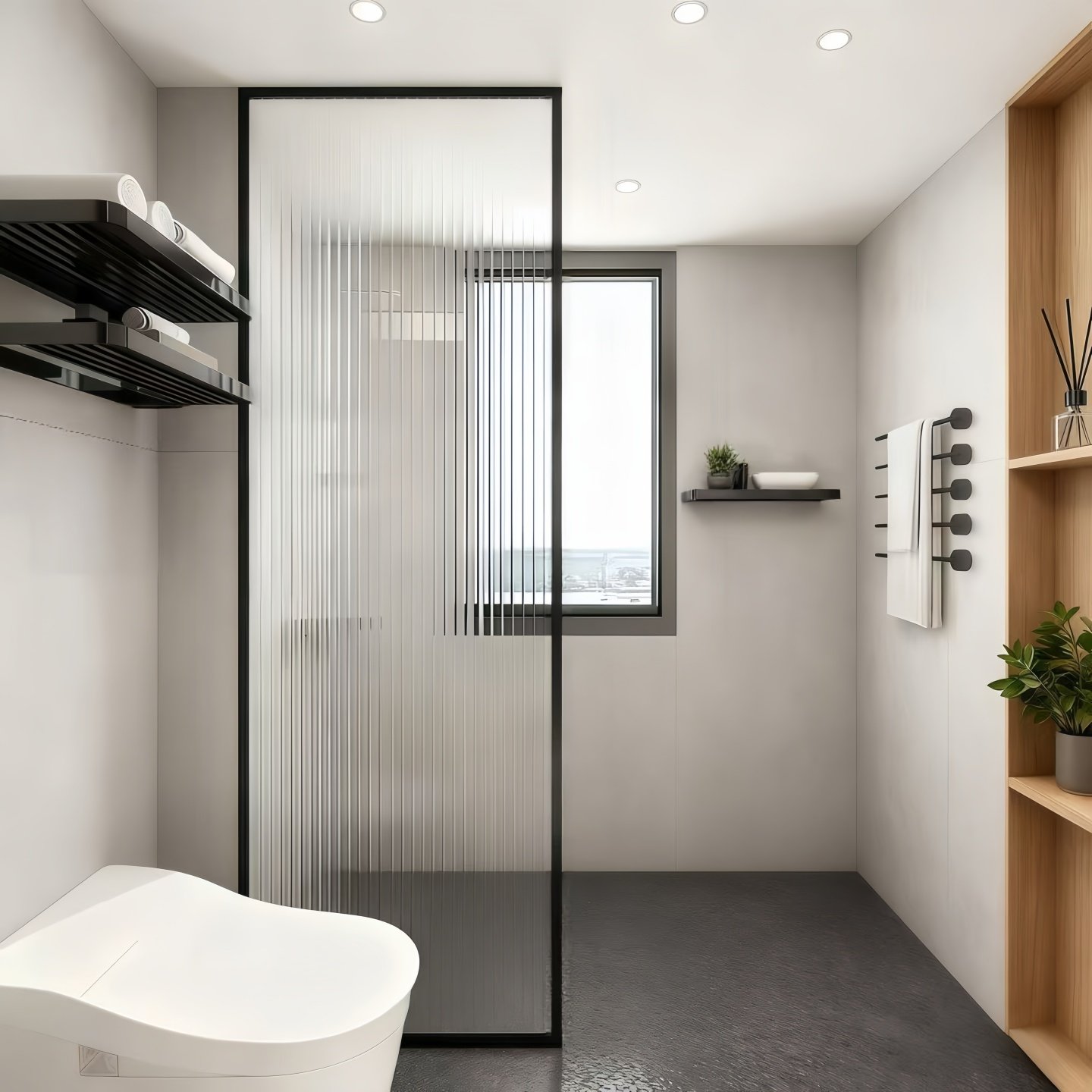 淋浴房隔断干湿分离长虹玻璃屏风卫生间铝合金边框防水洗澡间定制