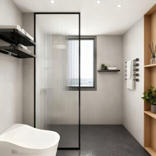 淋浴房隔断干湿分离长虹玻璃屏风卫生间铝合金边框防水洗澡间定制