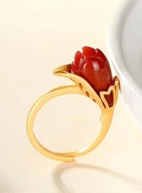 玉兰花戒指满肉指活口可调节饰品