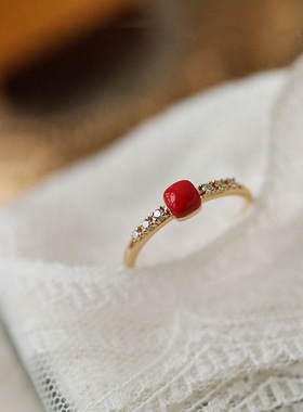 超美复古树莓石榴石镶钻个性时尚