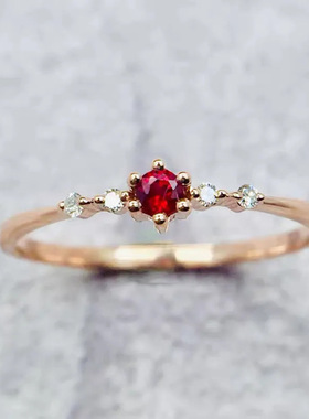 红石戒指小众时尚精致简约冷淡风