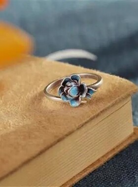 时尚设计师款烧蓝景泰蓝戒指开口