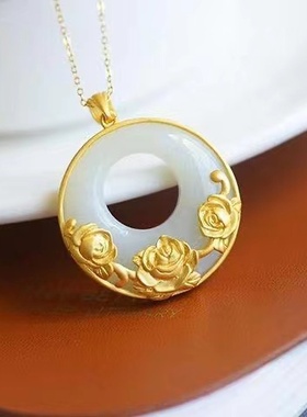 平安扣荷花锦鲤吊坠气质精致大方