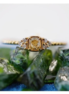 银镶嵌黄水晶招财运戒指新中式民