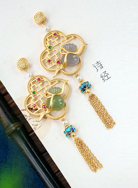 青玉烟紫玉葫芦宫廷风时尚气质吊坠古风女款民族风中式项链挂坠礼