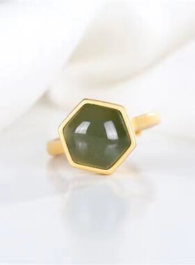六边形简约时尚大气复古时尚戒指