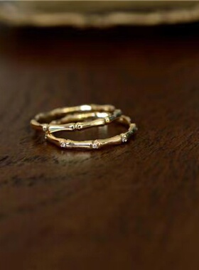 节节高升好寓意竹节银镶嵌戒指