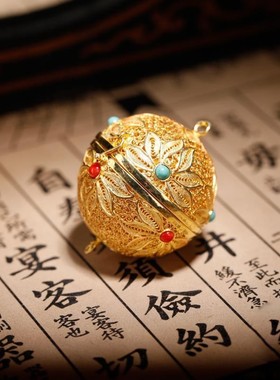 复古花丝镶嵌故宫万象香囊吊坠