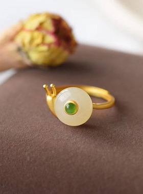 蜗牛平安扣开口可调节银托古法金