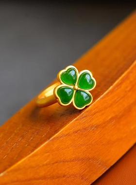 幸运镶嵌幸运草戒指戒指