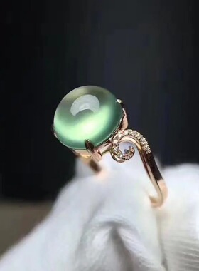 葡萄石戒指银镶嵌简约大气时尚戒