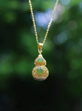 吊坠沙金玉石福禄寿项链