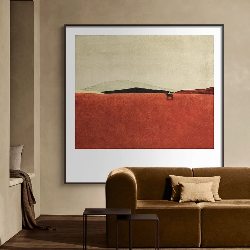 北欧风抽象意境正方形装饰画清新小众壁画人物写意餐厅画酒店挂画