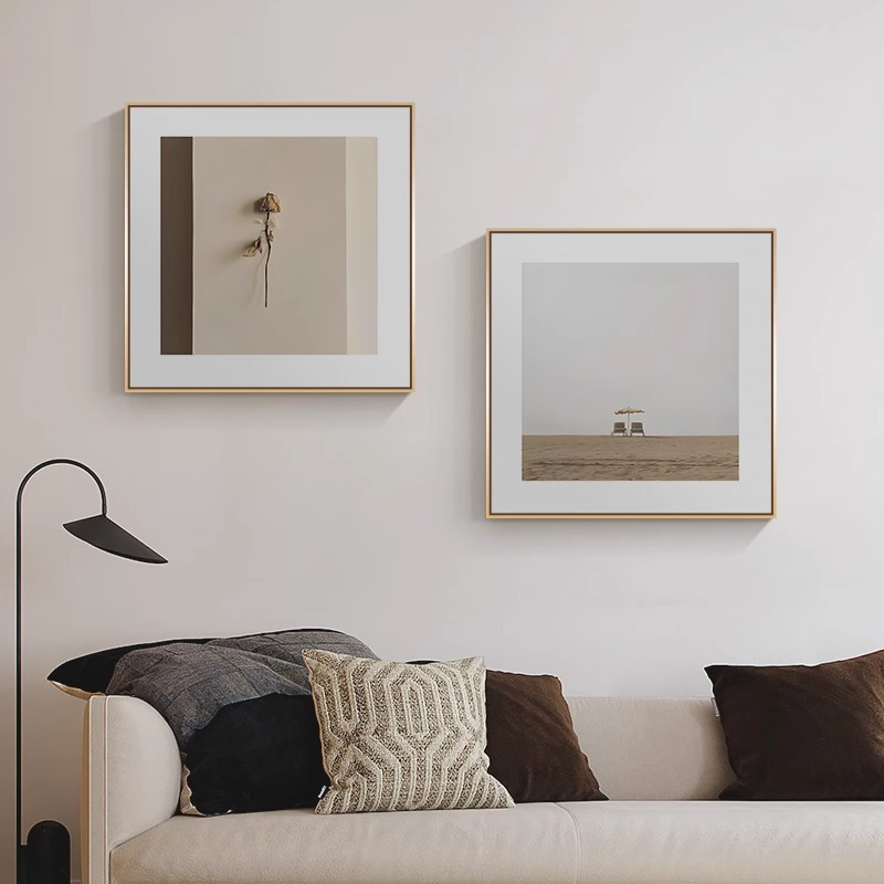 简约原木风客厅沙发背景墙挂画北欧小众卧室摆画侘寂风餐厅装饰画