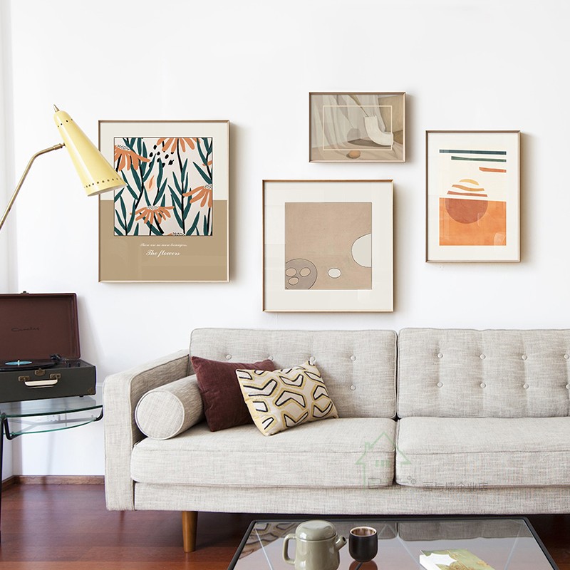 客厅小清新暖色系组合装饰画日式