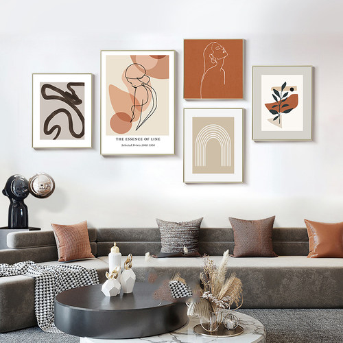 抽象组合客厅挂画抽象莫兰迪色