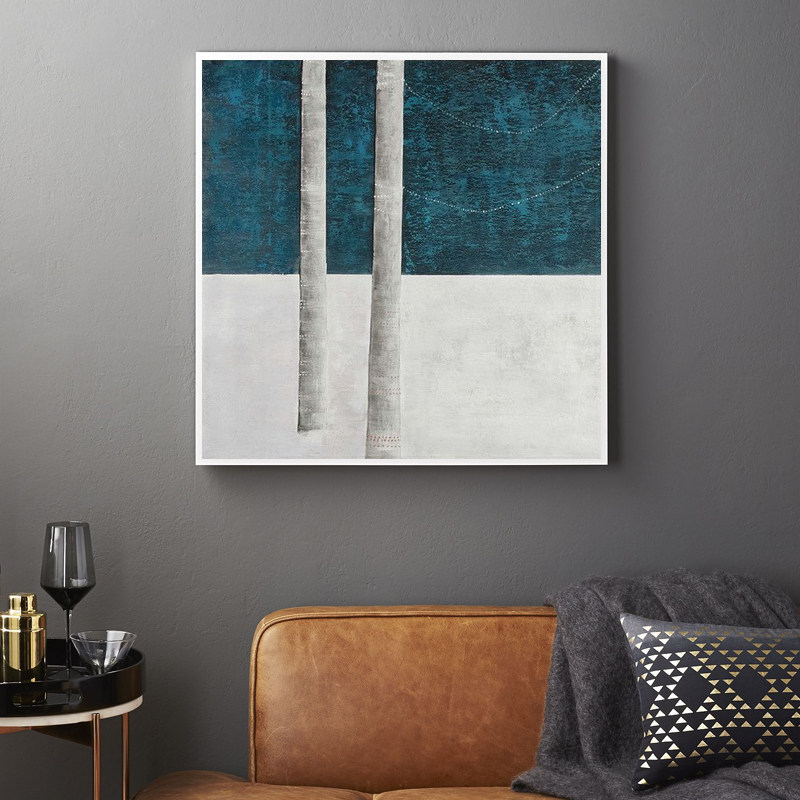 原创纯手绘油画现代抽象蓝灰色调挂画客厅沙发背景墙画餐厅卧室画