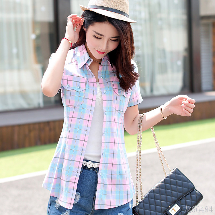大学生女装nv格仔18纯棉20寸称杉23衬衫24岁25短袖打底上衣30夏装在类目 女装/女士精品, 衬衫中 - 来自Buy2taobao.com提供专业的淘宝代购服务