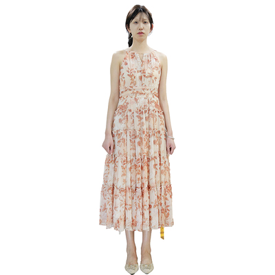 Crlu242368复古碎花连衣裙