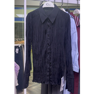 可路莎正品251106 压褶衬衣 优雅褶皱肌理感衬衫女收腰显瘦通勤