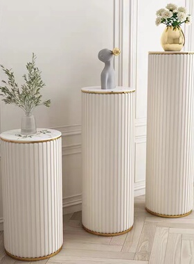 轻奢岩板花架客厅落地式现代简约大理石摆件高档室内阳台花几架子