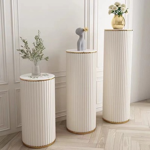 轻奢岩板花架客厅落地式现代简约大理石摆件高档室内阳台花几架子