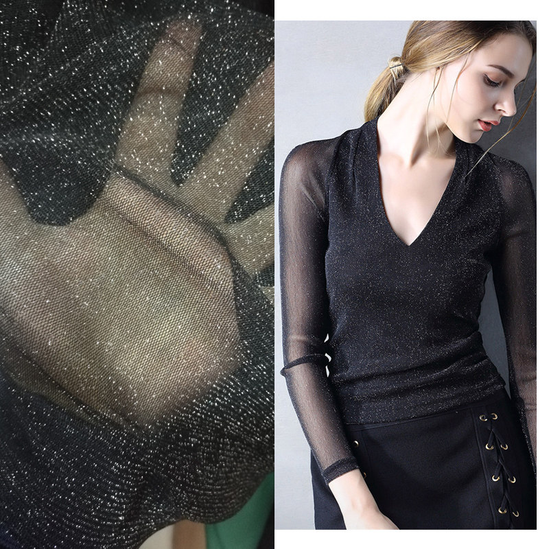 金银丝弹力网纱布料 舞台服装打底衫连衣裙婚庆装饰蕾丝女装面料