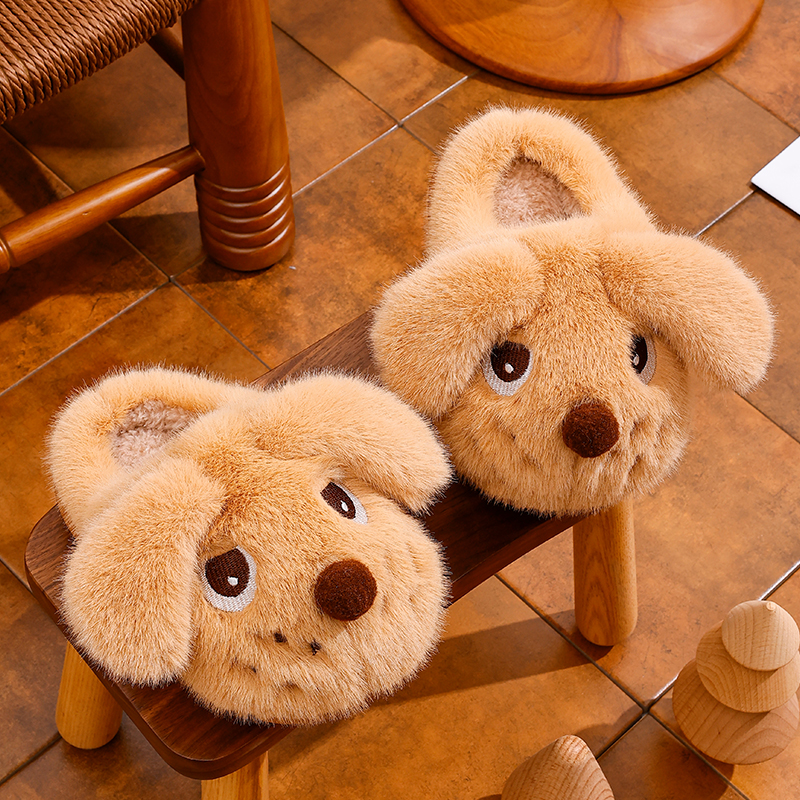 儿童棉拖鞋冬季可爱卡通狗狗宝宝软底防滑加绒加厚居家保暖棉拖鞋