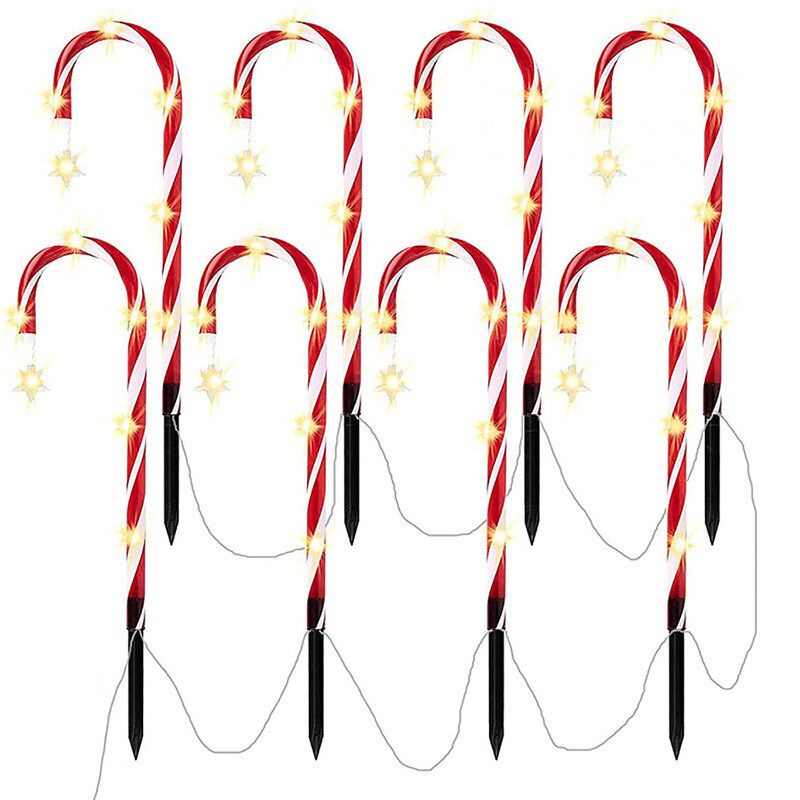 新款led太阳能糖果拐杖灯户外仿真地插灯庭院防水景观装饰草坪灯