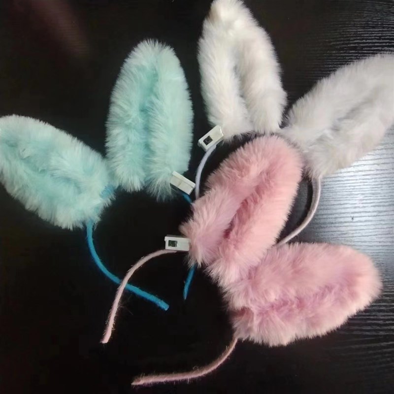 音乐演出酒吧节日闪光羽毛头饰毛绒带灯兔耳发箍公司聚会派对头饰