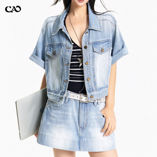 美式复古牛仔短外套女夏季新款