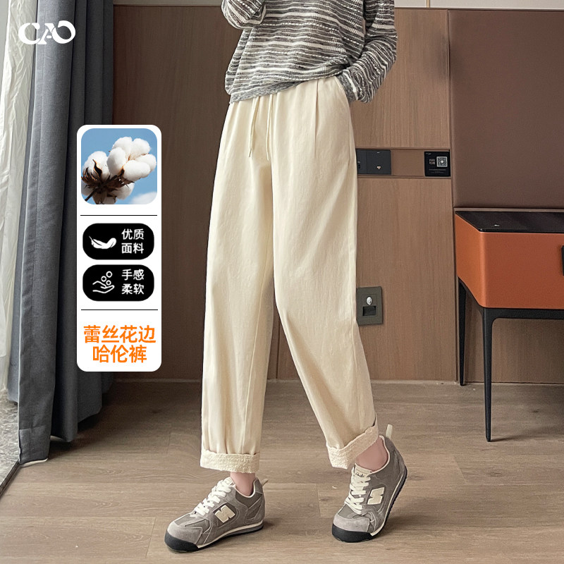 卡其色哈伦裤女春夏2026新款高腰宽松显瘦爆款好看九分直筒老爹裤,女装/女士精品,休闲裤,淘宝优惠券,粉丝福利购,淘宝优惠卷