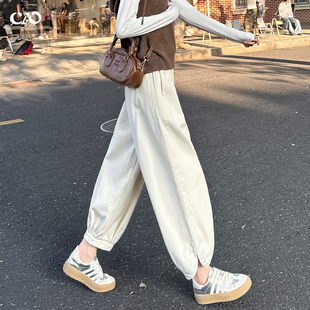 设计感高腰宽松显瘦九分休闲开叉花苞灯笼裤 哈伦裤 女2026春秋新款