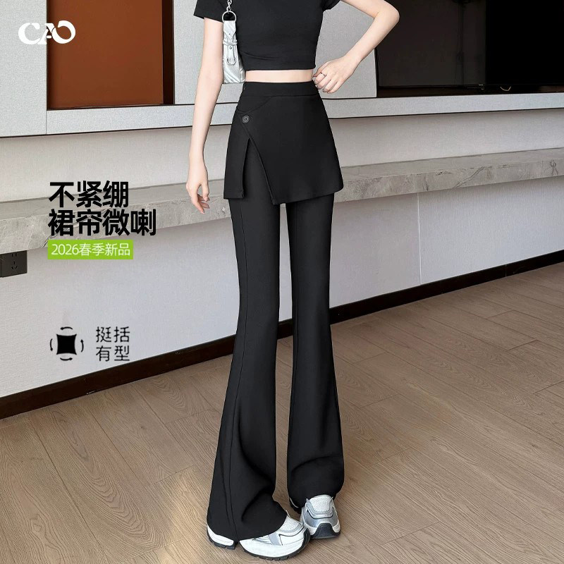 微喇裤女2026春秋新款假两件裤子图片