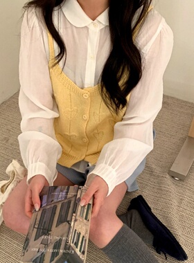 新款春秋V领纯色宽松针织吊带爱心叠穿短款女薄2026无袖背心外搭