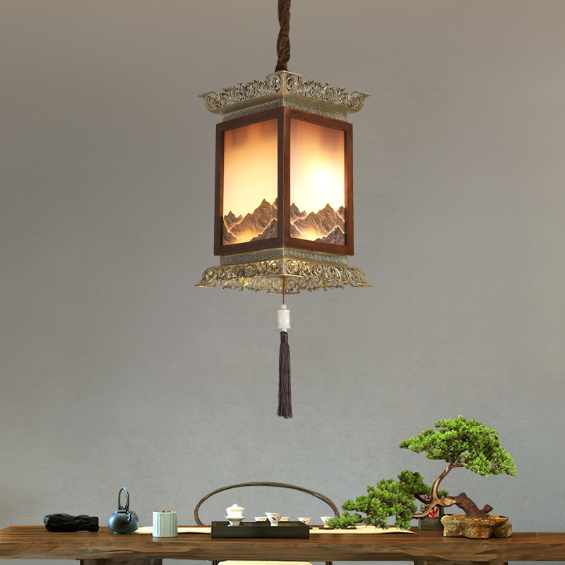 2025新款宋代美学新中式中古风卧室床头吊灯吧台玄关过道餐厅吊灯