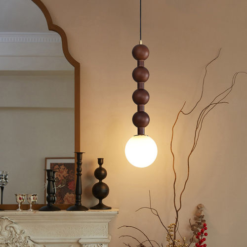 侘寂风实木床头小吊灯