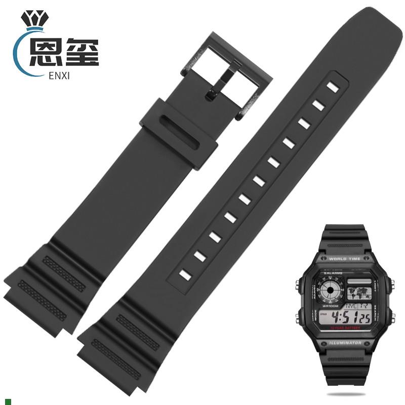 适用卡西欧AE-1200/1300/yW-216小方块树脂硅胶手表带男士防水表