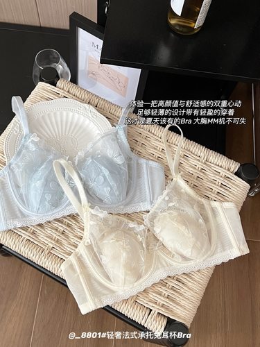 法式大胸显小软钢圈蕾丝文胸套装