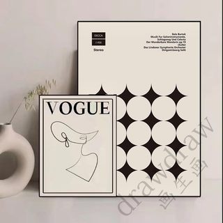 VOGUE时尚线条北欧艺术小众卧室ins壁摆画服装店抽象海报装饰挂画