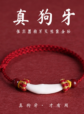 真狗牙婴儿手绳小宝宝僻邪红绳
