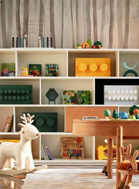 简约现代样板间儿童房摆件售楼处儿童区柜内搭配木质玩具软装饰品