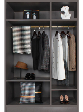 样板房间男女士衣帽间组合套装衣柜装饰摆件鞋子衣服鞋子千鸟格