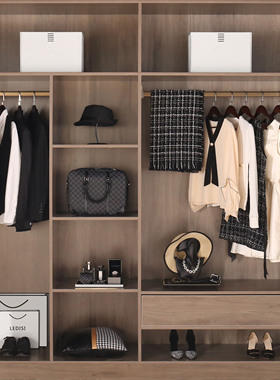 黑白轻奢样板房衣柜衣帽间卧室衣服鞋子摆件裙子西服展厅软装饰品