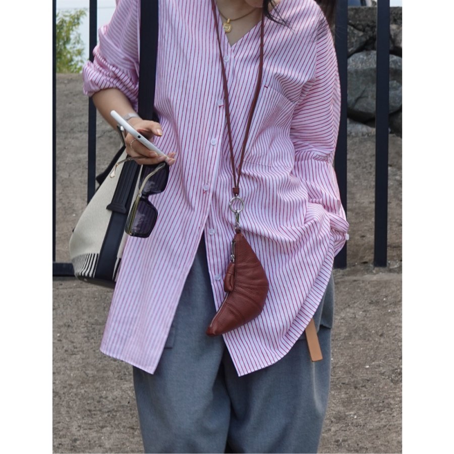 春季竖条纹V领中长款衬衫女设计感衬衣,女装/女士精品,衬衫,淘宝优惠券,粉丝福利购,淘宝优惠卷