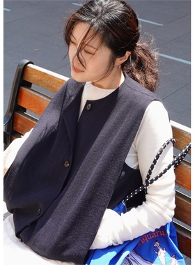 CMETER春夏新款圆领单排扣坎肩百搭无袖马夹外套马甲